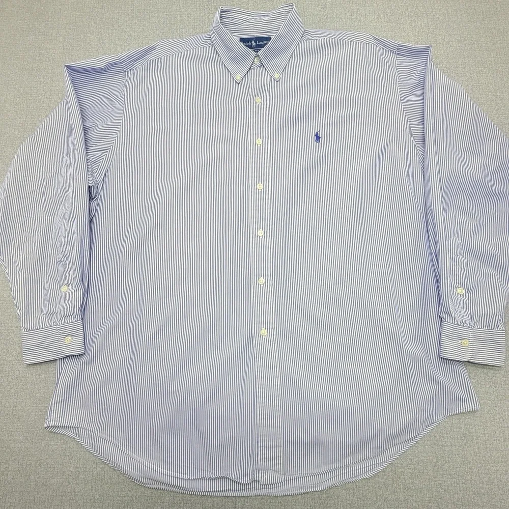 Polo Ralph Lauren Blake Shirt XL Men's Blue White Stripe Button Down 100% Cotton